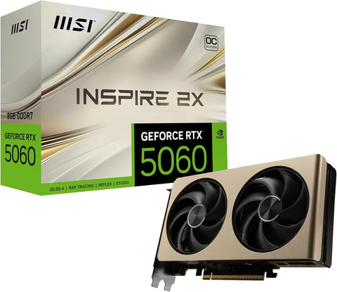 MSI GeForce RTX 5060 8G INSPIRE 2X OC Graphics Card - 8GB GDDR7 (28Gbps/128-bit), PCIe 5.0 - HDMI 2.1b, 3 x DisplayPort 2.1b