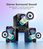 NJSJ PC Speakers with Subwoofer,USB-Powered Mini 2.1 Stereo Multimedia Speaker System with RGB Gaming LED Light up Wired 3.5mm Audio for Computer Laptop Monitor,Tablets,Music Player,11W