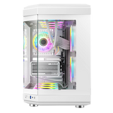 GameMax Hype White Mid-Tower ATX Gaming Case With Dual Chamber Panoramic Tempered Glass With 3 x 120mm GameMax Infinity ARGB Fans Inc.