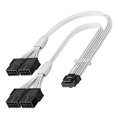 Fasgear PCI-e 5.0 Extension Cable,16Pin(12+4) Male to PCI-E 5.0 4x8(6+2) Pin Female Sleeved Extension Cable, 40cm 12VHPWR Cable Compatible for GPU GeForce RTX 3090Ti & RTX 4080 4090 4070ti (16AWG/White)