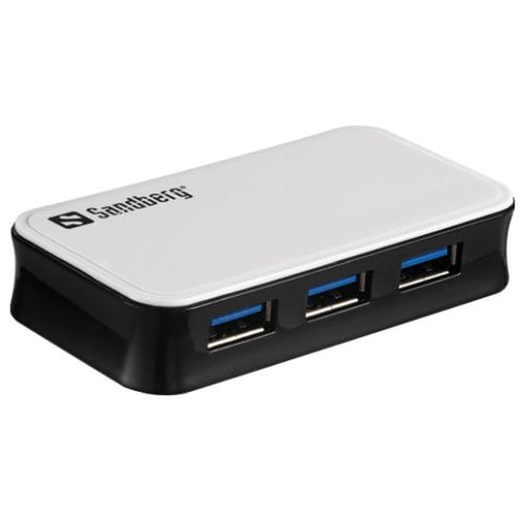 Sandberg External 4-Port USB 3.0 Hub, Overload Protection, Mains/USB Powered, 5 Year Warranty