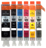 Canon PGI-550 CLI-551 Set of 6 inks (Inlcudes Grey) - Lightning Computers