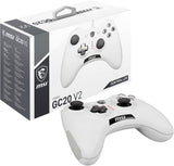 MSI FORCE GC20 V2 WHITE Wired PC Gamepad Controller - Interchangeable D-Pad Covers, Dual Vibration Motors, USB 2.0 - Wired