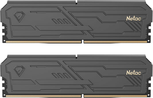 Netac DDR4 RAM 16GB Kit (2x8GB) 3200 MHz,DRAM 288-Pin UDIMM Desktop Memory,CL16 1.35V Intel XMP 2.0 Computer Memory-Black