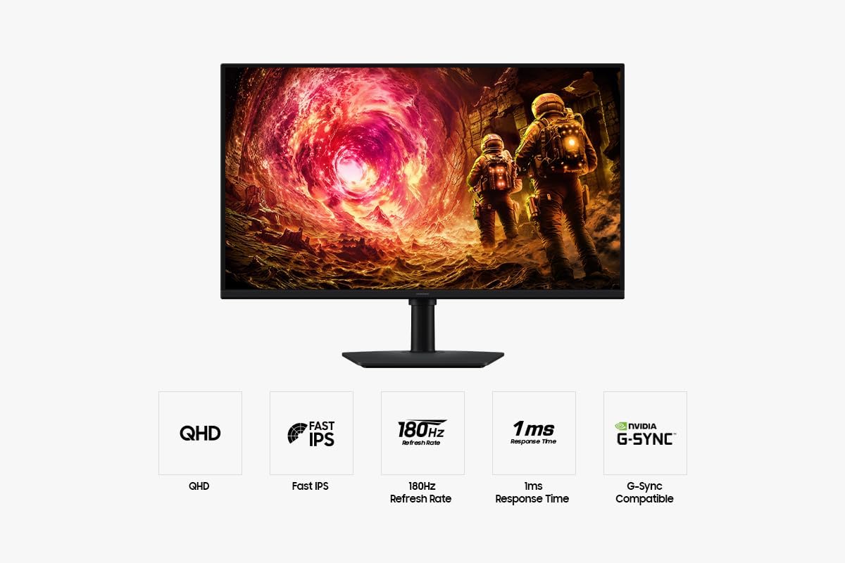 Samsung Odyssey Gaming LS32FG502EUXXU 32" QHD 1ms 180Hz IPS Gaming Monitor - 2560x1440, HDMI, Displayport, Height Adjust, Gsync Compatible