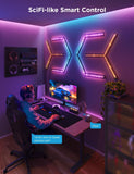 Govee LED Gaming Glide Wall Light, RGBIC Wall Lamp with DIY Cyberpunk Style Shapes and Multicolours, 60+ Scenes Lighting Effects, Smart Light Work with Matter and Alexa, 3pcs and 1 Connector [Energy Class G]