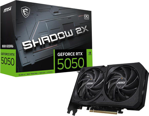 MSI GeForce RTX 5050 8G SHADOW 2X OC Graphics Card - RTX 5050 GPU, 8GB GDDR6 (20Gbps/128-bit), PCIe 5.0 - DUAL-Fan Thermal Design (2 x TORX FAN 5.0) - HDMI 2.1b, DisplayPort 2.1b