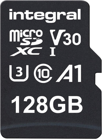 Integral 128GB microSD Card Premium High Speed 4K Video Memory Card - up to 100MB/s Read and 50MB/s Write, UHS-I, U3, Class 10, A1 App Performance - for smartphones, tablets, drones, game consoles