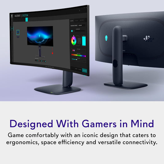 Alienware 34 Gaming Monitor - AW3425DW, WQHD (3440x1440), 21:9 1800R Curved, 240Hz, QD OLED, 0.03ms, NVIDIA G-SYNC Compatible, AMD FreeSync Premium Pro, HDR True Black 400, USB-C, 3 Year Warranty