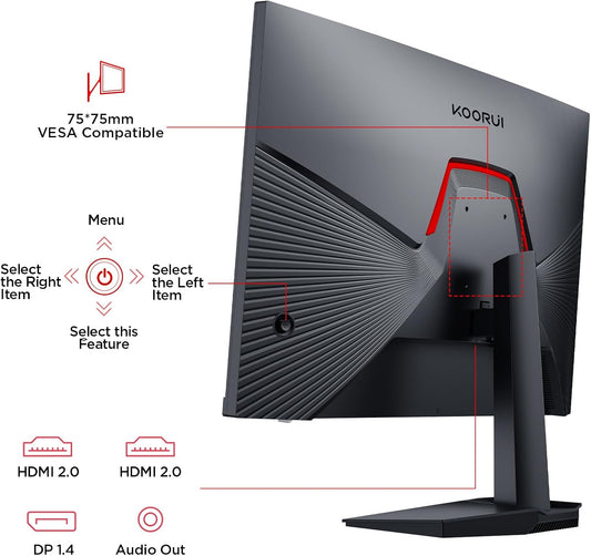 KOORUI G2711P 27 inch FHD Gaming Monitor 200Hz, Fast IPS, 1ms, HDR400, Adaptive Sync, (1920x1080 HDMI 2x 2.0 DP 1x 1.4) Black