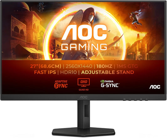 AOC Gaming Q27G4XF - 27" QHD Monitor, 180 Hz, 0.5 ms, FreeSync Prem., G-Sync comp., HDR10 (2560x1440, DisplayPort, HDMI)