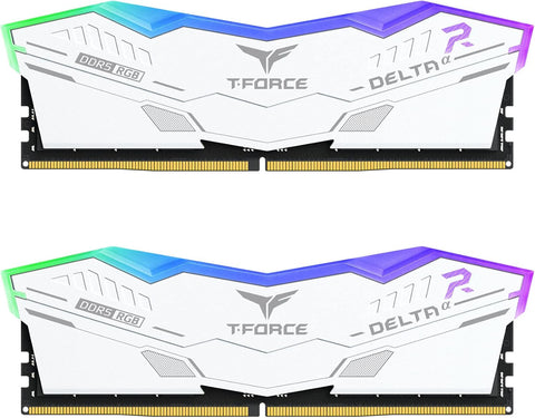 TEAMGROUP T-Force Delta Alpha RGB DDR5 Ram 64GB Kit (2x32GB) 6000MHz (PC5-48000) CL38 Intel XMP 3.0 & AMD Expo Compatible Desktop Memory Module Ram White FF8D564G6000HC38JDC01