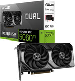 ASUS Dual GeForce RTX 5060 Ti 8GB GDDR7 OC Edition (PCIe 5.0, 8GB GDDR7, DLSS 4, HDMI 2.1b, DisplayPort 2.1b, 2.5-slot design, Axial-tech fan design, 0dB technology, and more)