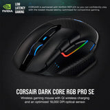 CORSAIR DARK CORE RGB PRO SE Wireless FPS/MOBA Gaming Mouse with Qi Wireless Charging - 18,000 DPI - 8 Programmable Buttons - Sub-1ms Wireless - iCUE Compatible - PC, Mac, PS5, PS4, Xbox - Black