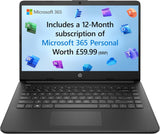 HP Stream 14" Laptop, Intel N4120 Processor, 4 GB RAM, 64 GB eMMC, Intel UHD Graphics, HD Display, Dual Speakers, Microsoft 365 Personal 12 month included, Win 11, Jet Black, 14s-dq0000sa