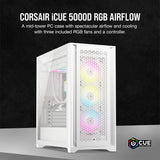Corsair iCUE 5000D RGB AIRFLOW Mid-Tower Case - 3x AF120 RGB ELITE Fans - iCUE Lighting Node PRO Controller - High-Airflow Design - CORSAIR RapidRoute Cable Management System - True White