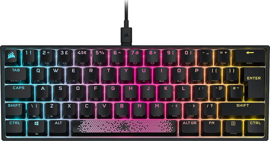 CORSAIR K65 RGB MINI 60% Mechanical Wired Gaming Keyboard – CHERRY MX RED Linear Switches – PBT Double-Shot Keycaps – iCUE Compatible – QWERTY UK – PC, Mac, Xbox – Black