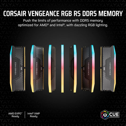 CORSAIR VENGEANCE RGB RS DDR5 32GB (2 x 16GB) Up To 6000MHz AMD INTEL RAM