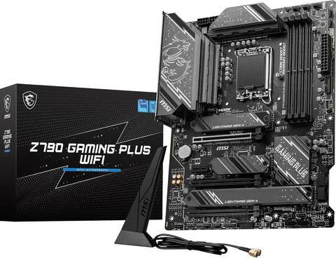 MSI Z790 GAMING PLUS WIFI Motherboard, ATX - Supports Intel 14th, 13th & 12th Gen Core Processors, LGA 1700 - DDR5 Memory Boost 7200+MHz/OC, 1 x PCIe 5.0 x16, 4 x M.2 Gen4, 2.5G LAN, Wi-Fi 6E