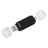 Hama External USB 2.0 OTG Card Reader, USB-A + Micro B, SD/microSD, Black, USB Powered