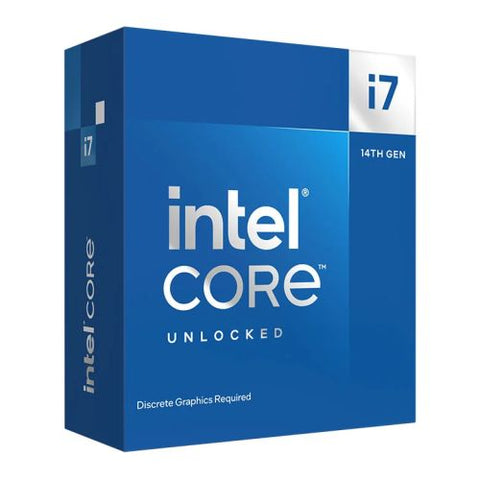 Intel Core i7-14700KF CPU, 1700, 3.4 GHz (5.6 Turbo), 20-Core, 125W (253W Turbo), 10nm, 33MB Cache, Overclockable, Raptor Lake Refresh, No Graphics, NO HEATSINK/FAN