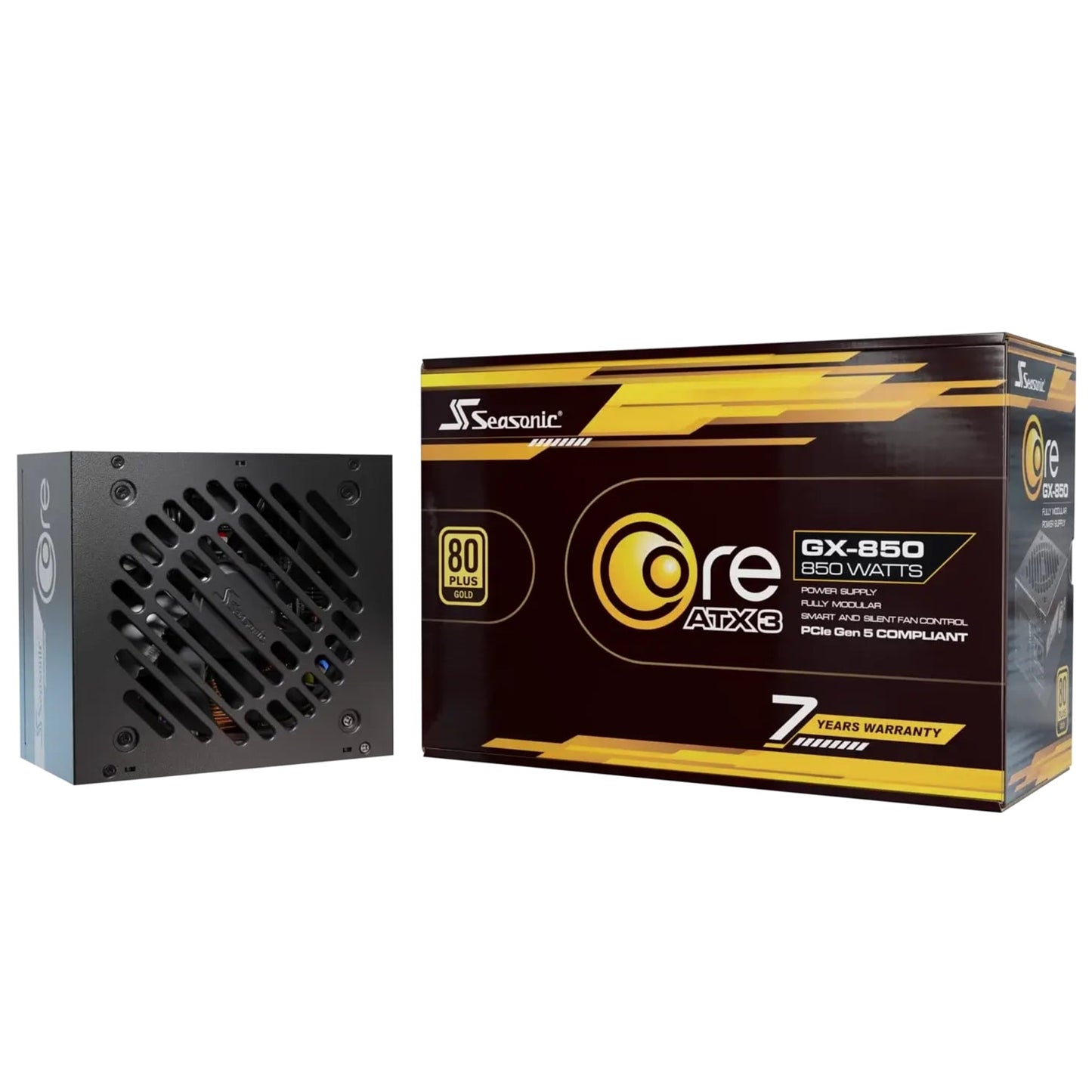 Seasonic CORE GX V4 850W 80 PLUS Gold ATX 3.1 Modular PSU with 120mm FDB Fan, Braided Cables & 7 Year Warranty, Black