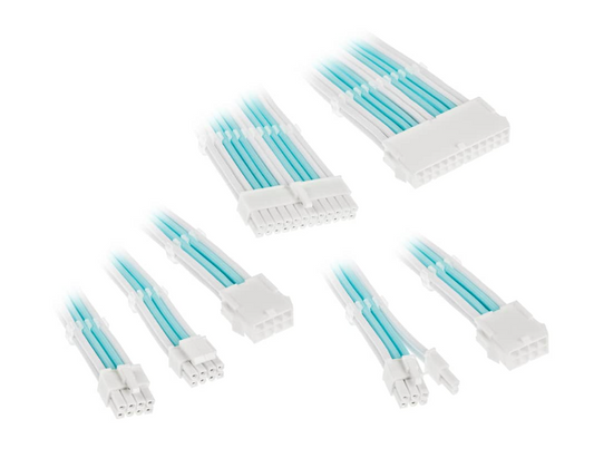 Kolink Core Adept Braided Cable Extension Kit - Brilliant White/Powder Blue