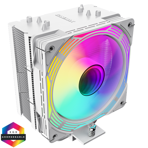 GameMax Ice Force White CPU Cooler With 120mm FN12A-C8I PWM ARGB Infinity Fan 4 x 6mm Heat Pipes TDP 200W