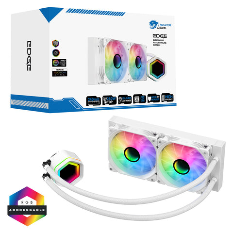 Powercool Edge White ARGB All-In-One 240mm Intel and AMD CPU Infinity Watercooler