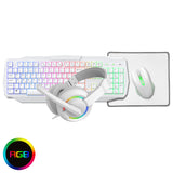 Scorpion 4-in-1 White Keyboard Mouse Headset Mouse Pad Combo Kit