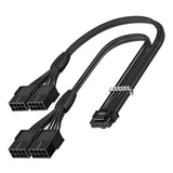 Fasgear PCI-e 5.0 Extension Cable,16Pin(12+4) Male to PCI-E 5.0 4x8(6+2) Pin Female Sleeved Extension Cable, 40cm 12VHPWR Cable Compatible for GPU GeForce RTX 3090Ti 4080 4090 4070Ti (16AWG/Black)