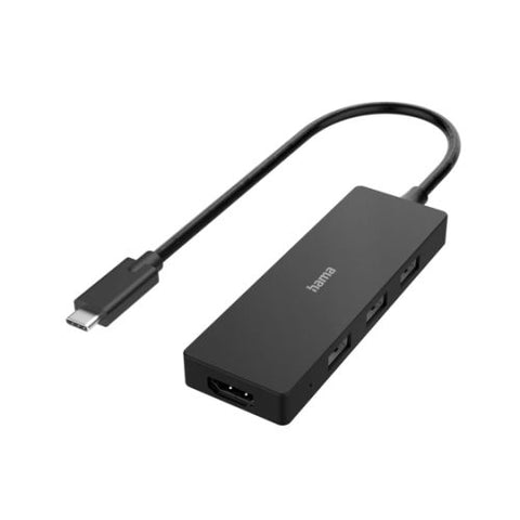 Hama External 4 Port USB-C Hub, USB Powered, 3 x USB-A , 1 x HDMI