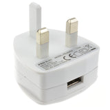 USB Charger for Mobile Phone or Tablet 5V 2.1Amp UK Plug White