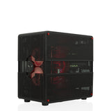 Riotoro GPX100 Morpheus Convertible Mini-to-Mid Tower Case, < EATX MB, Perforated Mesh, Red LED Fans, USB-C, Dual Chamber, Tool-less