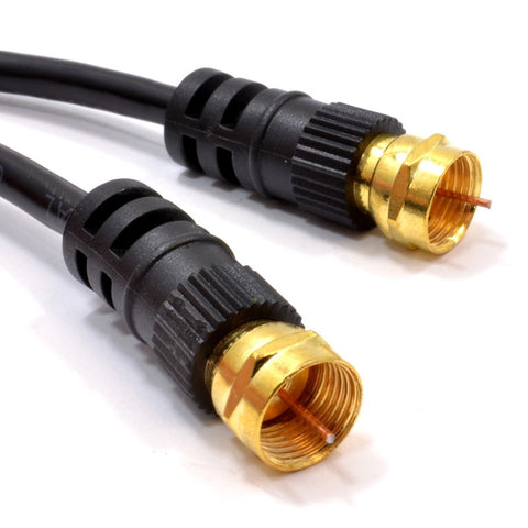 Satellite F Connector Plug to Plug RG59 Cable Black Lead GOLD 2m